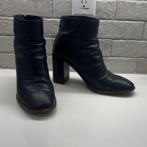 ANTONIO MELANI Black Leather Block Heel Ankle Boots